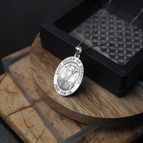 PicturesOnGold.com Saint Julian of Norwich Religious Medal - 1/2 X 2/3 Inch Size of Dime, Sterling Silver in Kuwait