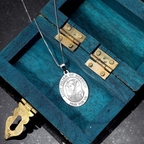 PicturesOnGold.com Saint Julian of Norwich Religious Medal - 1/2 X 2/3 Inch Size of Dime, Sterling Silver in Kuwait