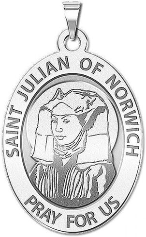 PicturesOnGold.com Saint Julian of Norwich Religious Medal - 1/2 X 2/3 Inch Size of Dime, Sterling Silver in Kuwait