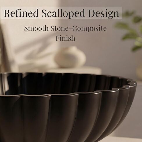 Key Bowl - Black Fruit Bowl and Decorative Ceramic Bowl for Entryway Decor - Large 12 Inch Stone Fruit Bowl for Keys and Entryway Table - Modern Home Decor Centerpiece - Charcoal Black in Saudi Arabia