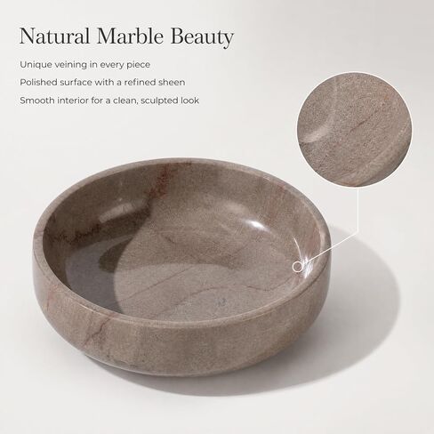 Natural Marble Decorative Bowl 17cm 4.5cm Height, Multifunctional Serving Bowl for Jewelry, Keys, Candy, Snacks, Fruits Modern Home Decor for Entryway, Coffee Table, Bedroom in Saudi Arabia