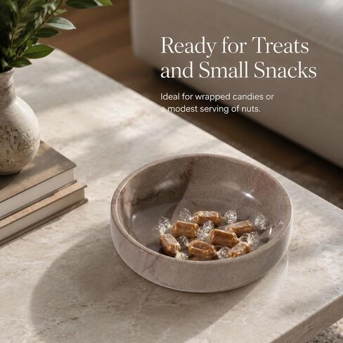Natural Marble Decorative Bowl 17cm 4.5cm Height, Multifunctional Serving Bowl for Jewelry, Keys, Candy, Snacks, Fruits Modern Home Decor for Entryway, Coffee Table, Bedroom in Saudi Arabia