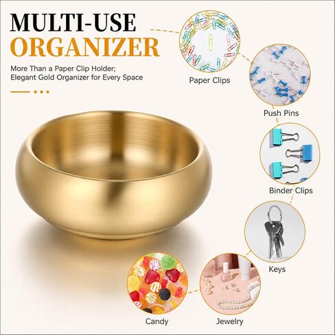 Vin Beauty Gold Metal Catch All Tray 4 Inch, Small Stainless Steel Bowl for Keys & Jewelry, Versatile Home Decor Organizer for Entryway Table, Desk, Bathroom Vanity, Office in Kuwait