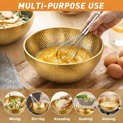 2 Pack 13 Inch Hammered Gold Salad Bowl Golden Serving Bowls Large Gold Bowl Stainless Steel Serving Mixing Bowl 4.3 Inch Deep Easy Clean for Salad Fruit Soup Snacks Dessert Party Buffet Gift in Saudi Arabia