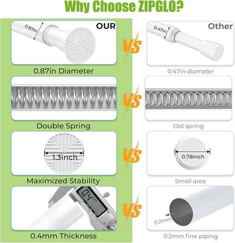 2 Pack Tension Curtain Rod 31-76 Inch White Tension Rod Expandable Curtain Rod No Drilling Adjustable Spring Loaded Curtain Rods 7/8 Inch Diameter Tension Rods For Windows Bedroom Closet Doorway in Saudi Arabia
