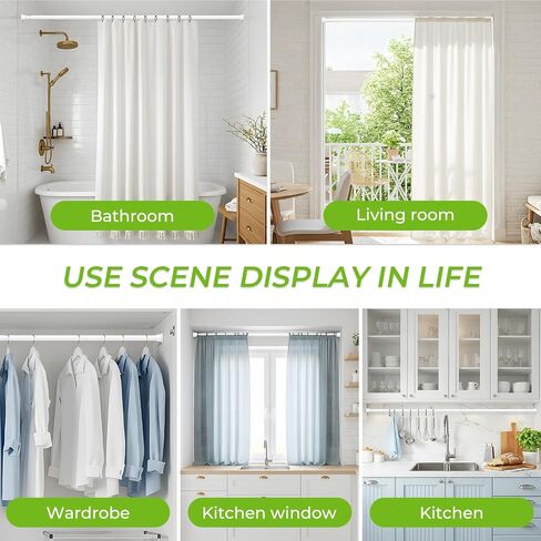 2 Pack Tension Curtain Rod 31-76 Inch White Tension Rod Expandable Curtain Rod No Drilling Adjustable Spring Loaded Curtain Rods 7/8 Inch Diameter Tension Rods For Windows Bedroom Closet Doorway in Saudi Arabia
