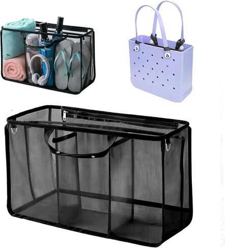 Beach Bag Organizer Compatible with X Large Bogg Bag, Lightweight Mesh Insert Divider Pouch with 7 Pockets & Zipper for Original XL Bogg Bags, Bogg Bag Charms, Beach Tote Essentials Accessories in Kuwait