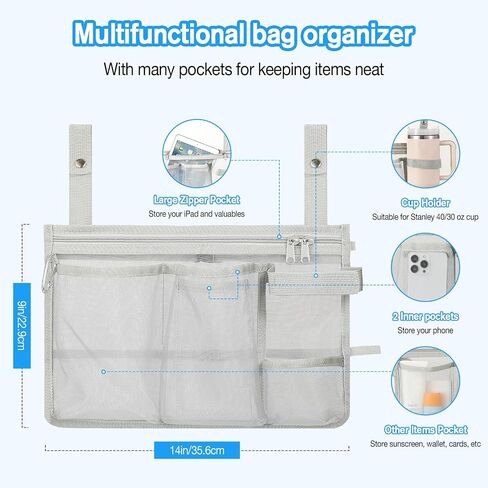 MoKo Cup & Phone Organizer Holder for X-Large/M Bogg Bag, Accessories for Bogg Bag, Lightweight Mesh Divider Insert Pouch for Beach Rubber Tote Bags, Gray in Kuwait