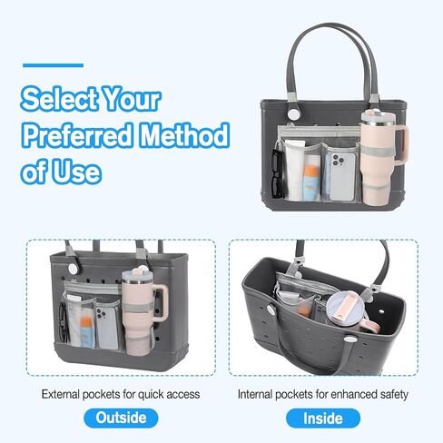 MoKo Cup & Phone Organizer Holder for X-Large/M Bogg Bag, Accessories for Bogg Bag, Lightweight Mesh Divider Insert Pouch for Beach Rubber Tote Bags, Gray in Kuwait
