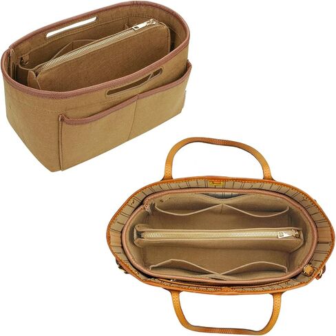 ZTUJO Purse Organizer Insert, Felt Tote Bag Organizer Insert for Tote Bag,Compatible with Longchamp, Le pliage Neverfull, Speedy and More (Beige, Medium) in Saudi Arabia