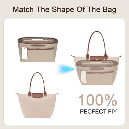 ZTUJO Purse Organizer Insert, Felt Tote Bag Organizer Insert for Tote Bag,Compatible with Longchamp, Le pliage Neverfull, Speedy and More (Beige, Medium) in Saudi Arabia