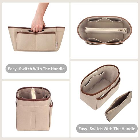 ZTUJO Purse Organizer Insert, Felt Tote Bag Organizer Insert for Tote Bag,Compatible with Longchamp, Le pliage Neverfull, Speedy and More (Beige, Medium) in Saudi Arabia