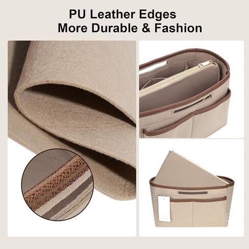 ZTUJO Purse Organizer Insert, Felt Tote Bag Organizer Insert for Tote Bag,Compatible with Longchamp, Le pliage Neverfull, Speedy and More (Beige, Medium) in Saudi Arabia