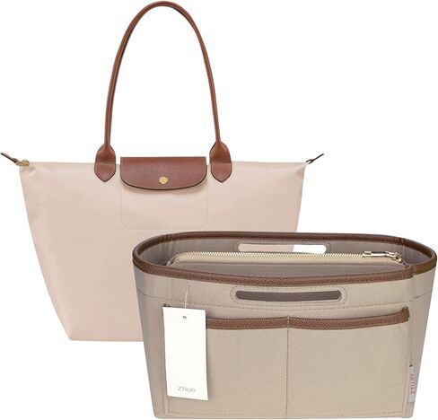 ZTUJO Purse Organizer Insert, Felt Tote Bag Organizer Insert for Tote Bag,Compatible with Longchamp, Le pliage Neverfull, Speedy and More (Beige, Medium) in Saudi Arabia