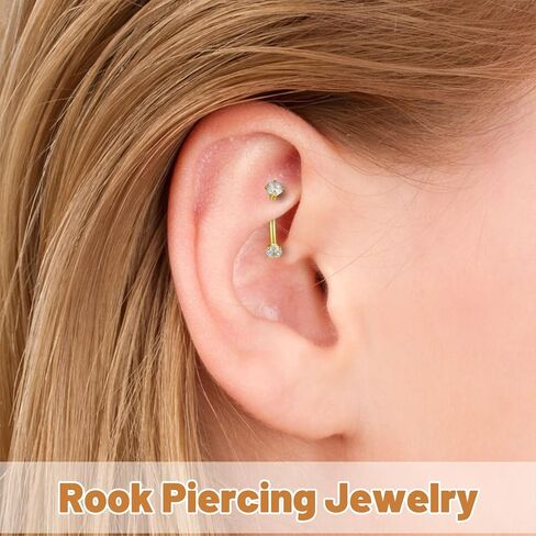 6 Pcs Gold Eyebrow Piercing Jewelry 16G Rook Piercing Jewelry Surgical Steel Gold Eyebrow Rings Vertical Lip Labret Belly Snake Eye Tongue Ring Daith Earring for Men Women Curved Barbells 6mm 8mm 10mm in Kuwait