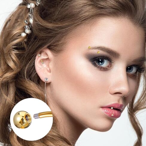 6 Pcs Gold Eyebrow Piercing Jewelry 16G Rook Piercing Jewelry Surgical Steel Gold Eyebrow Rings Vertical Lip Labret Belly Snake Eye Tongue Ring Daith Earring for Men Women Curved Barbells 6mm 8mm 10mm in Kuwait