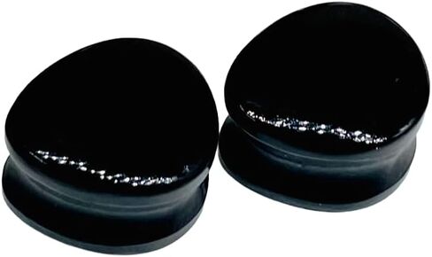 Natural Black Onyx Gemstone Double Flared Teardrop Ear Plugs – Handmade Stone Gauges for Stretched Ears – Organic Body Piercing Jewelry – Pair in Saudi Arabia