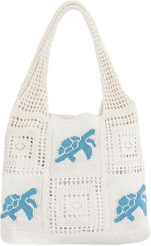 Crochet Knit Tote Bag for Women, Starfish Boho Mesh Shoulder Bag, Summer Beach Vacation Travel Handbag in Saudi Arabia