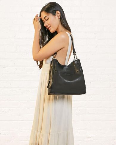 American Leather Co. Austin Triple-Entry Bucket Bag, Brandy, Hobo Shoulder Bag for Women with Center Zip, Slip Pockets & Removable Shoulder Strap, Functional & Fashionable Handbags for Women in Saudi Arabia