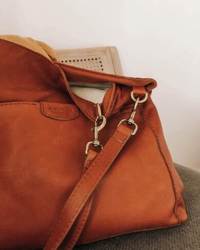 American Leather Co. Austin Triple-Entry Bucket Bag, Brandy, Hobo Shoulder Bag for Women with Center Zip, Slip Pockets & Removable Shoulder Strap, Functional & Fashionable Handbags for Women in Saudi Arabia