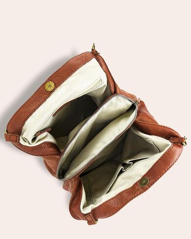American Leather Co. Austin Triple-Entry Bucket Bag, Brandy, Hobo Shoulder Bag for Women with Center Zip, Slip Pockets & Removable Shoulder Strap, Functional & Fashionable Handbags for Women in Saudi Arabia