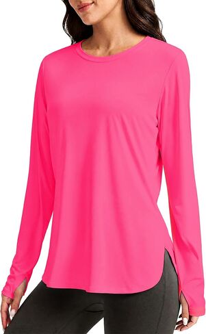Alaroo Long Sleeve Shirts Workout Tops for Women UPF 50+ Sun Protection Thumbholes Quick Dry for Hiking Pilates Gym Clothing in Saudi Arabia