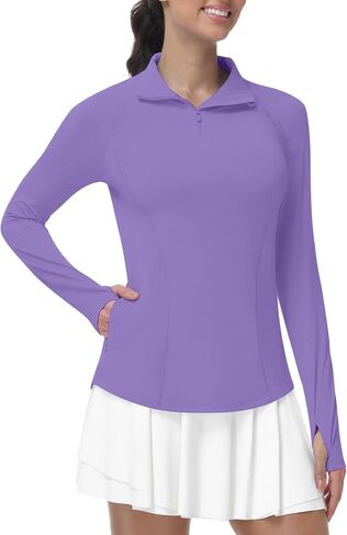 Runhit Women's UPF 50+ Sun Protection Long Sleeve Shirts 1/4 Zip Golf Athletic Quick Dry Workout Hiking Quarter Zip Pullover in Kuwait