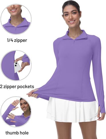 Runhit Women's UPF 50+ Sun Protection Long Sleeve Shirts 1/4 Zip Golf Athletic Quick Dry Workout Hiking Quarter Zip Pullover in Kuwait
