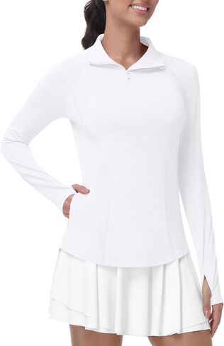 Runhit Women's UPF 50+ Sun Protection Long Sleeve Shirts 1/4 Zip Golf Athletic Quick Dry Workout Hiking Quarter Zip Pullover in Kuwait