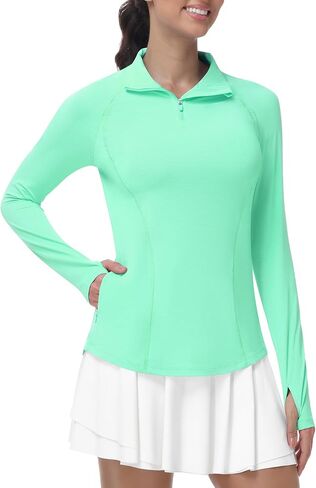 Runhit Women's UPF 50+ Sun Protection Long Sleeve Shirts 1/4 Zip Golf Athletic Quick Dry Workout Hiking Quarter Zip Pullover in Kuwait