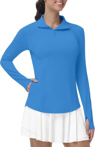 Runhit Women's UPF 50+ Sun Protection Long Sleeve Shirts 1/4 Zip Golf Athletic Quick Dry Workout Hiking Quarter Zip Pullover in Kuwait