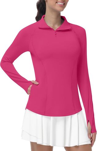 Runhit Women's UPF 50+ Sun Protection Long Sleeve Shirts 1/4 Zip Golf Athletic Quick Dry Workout Hiking Quarter Zip Pullover in Kuwait