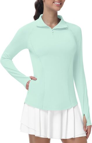 Runhit Women's UPF 50+ Sun Protection Long Sleeve Shirts 1/4 Zip Golf Athletic Quick Dry Workout Hiking Quarter Zip Pullover in Kuwait