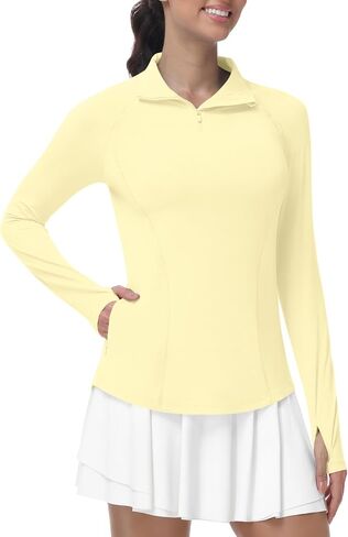 Runhit Women's UPF 50+ Sun Protection Long Sleeve Shirts 1/4 Zip Golf Athletic Quick Dry Workout Hiking Quarter Zip Pullover in Kuwait