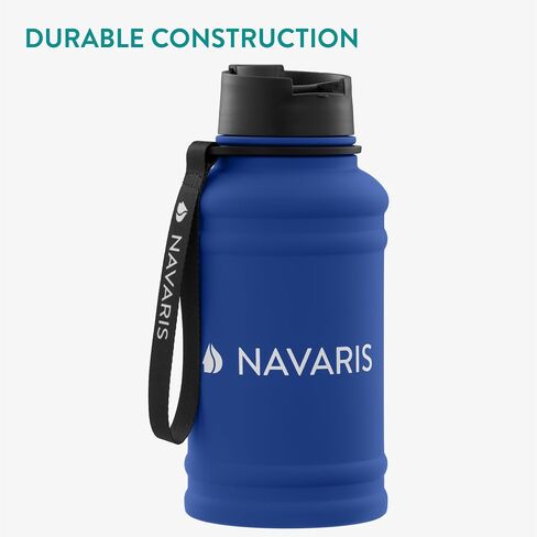 Navaris Stainless Steel Water Bottle - 44oz (1.3L) Large Metal Sports, Camping, Gym Canteen for Drinking Water, Liquid, Drinks in Saudi Arabia