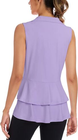 LURANEE Women's Golf Vest with Pleated Tennis Skirt Hem Lightweight Full Zip Sleeveless Athletic Shirts with Pockets in Saudi Arabia