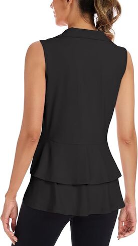 LURANEE Women's Golf Vest with Pleated Tennis Skirt Hem Lightweight Full Zip Sleeveless Athletic Shirts with Pockets in Saudi Arabia