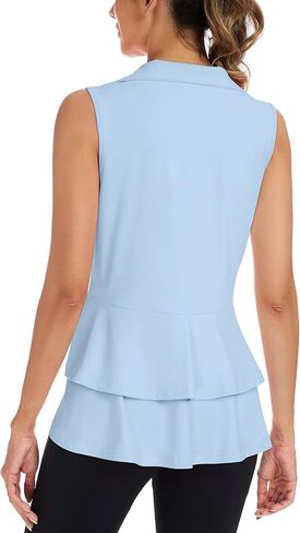 LURANEE Women's Golf Vest with Pleated Tennis Skirt Hem Lightweight Full Zip Sleeveless Athletic Shirts with Pockets in Saudi Arabia