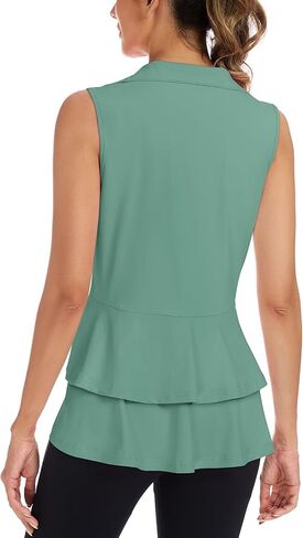 LURANEE Women's Golf Vest with Pleated Tennis Skirt Hem Lightweight Full Zip Sleeveless Athletic Shirts with Pockets in Saudi Arabia
