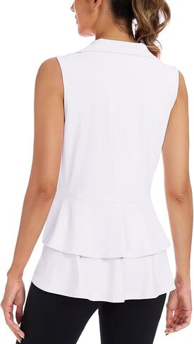 LURANEE Women's Golf Vest with Pleated Tennis Skirt Hem Lightweight Full Zip Sleeveless Athletic Shirts with Pockets in Saudi Arabia