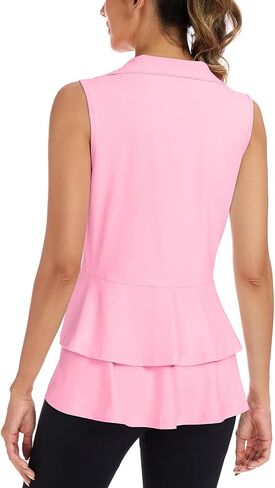 LURANEE Women's Golf Vest with Pleated Tennis Skirt Hem Lightweight Full Zip Sleeveless Athletic Shirts with Pockets in Saudi Arabia