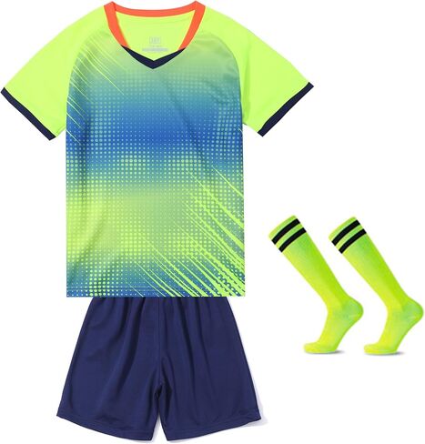 Hiheart Boys Girls Soccer Jersey Set with Socks Kids Sports Uniform Athletic Jersey Kit in Saudi Arabia