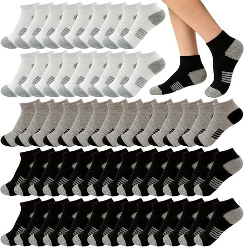 20/25 Pairs Boys Low Cut Ankle Socks Kids Crew Athletic Breathable Cushion Sole Socks for Running Hiking 4-12 Years in Saudi Arabia