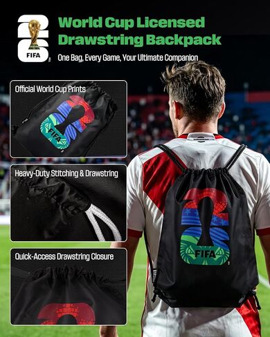 FIFA World Cup 2026 Merchandise Drawstring Backpack Bag, Nylon Drawstring Bag Large Capacity for Sports, Gym Backpack for Men Women, Travel & Daily Use, Colored in Saudi Arabia
