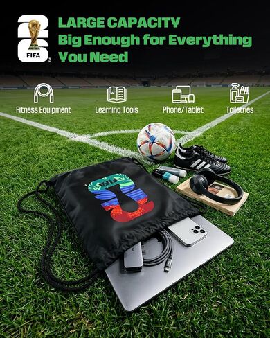 FIFA World Cup 2026 Merchandise Drawstring Backpack Bag, Nylon Drawstring Bag Large Capacity for Sports, Gym Backpack for Men Women, Travel & Daily Use, Colored in Saudi Arabia