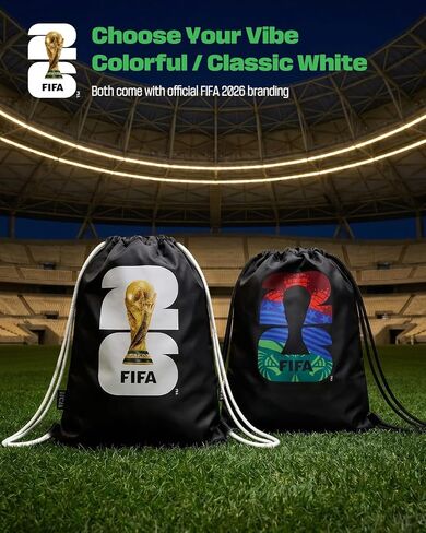 FIFA World Cup 2026 Merchandise Drawstring Backpack Bag, Nylon Drawstring Bag Large Capacity for Sports, Gym Backpack for Men Women, Travel & Daily Use, Colored in Saudi Arabia
