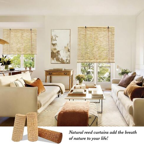 Glimer Reed Roll Up Blinds for Windows, Natural Reed Bamboo Shades for Indoor & Outdoor Use, Light Filtering Privacy Window Covering for Patio, Porch, Balcony in Saudi Arabia