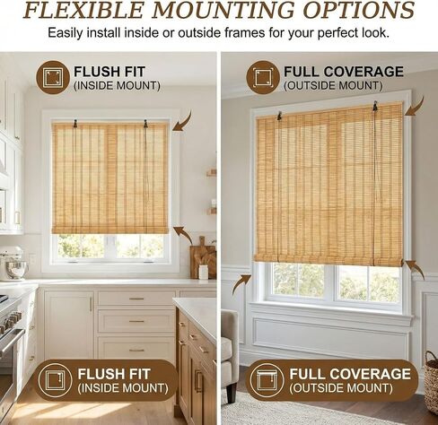 Glimer Bamboo Blinds for Interior Windows, Natural Roll Up Bamboo Shades for Indoor Windows & Outdoor Patio, Light Filtering Bamboo Window Shades for Living Room, Porch, Balcony, Easy to Install in Saudi Arabia