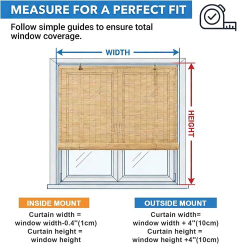 Glimer Bamboo Blinds for Interior Windows, Natural Roll Up Bamboo Shades for Indoor Windows & Outdoor Patio, Light Filtering Bamboo Window Shades for Living Room, Porch, Balcony, Easy to Install in Saudi Arabia