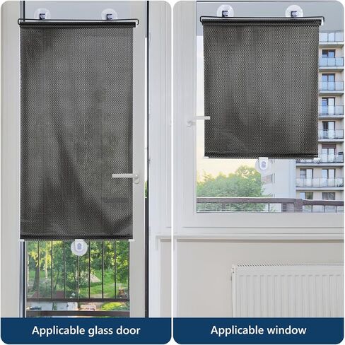 SEWACC Blackout Blind Curtains with Suction Cups, No Drill Cordless Light Filtering Window Shade Temporary Portable Roller Shades for Home Office Bedroom Window Door in Kuwait
